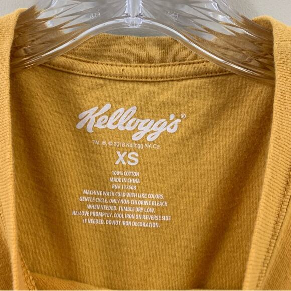 Kellogg’s Eggo Logo Mustard Yellow Crop Top Short Sleeve Top - Picture 2 of 4